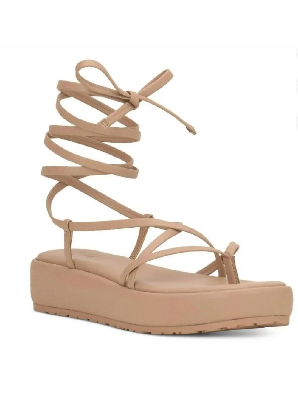 INC Rexile Neutral Lace-Up Flatform Sandals Size 9 Tan